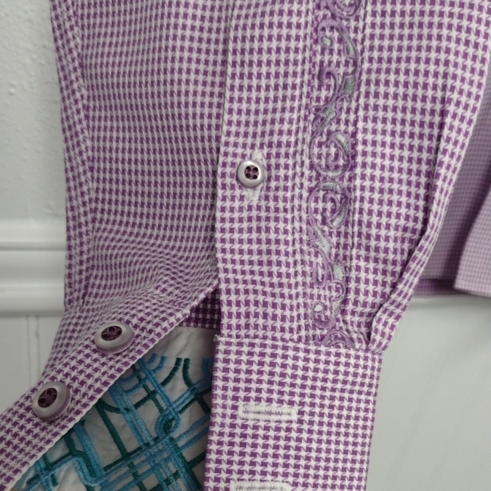 Robert Graham Lavender Checkered Button Down Shirt - image 3